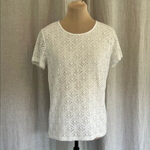 Market & Spruce White Lace Short Sleeve Top